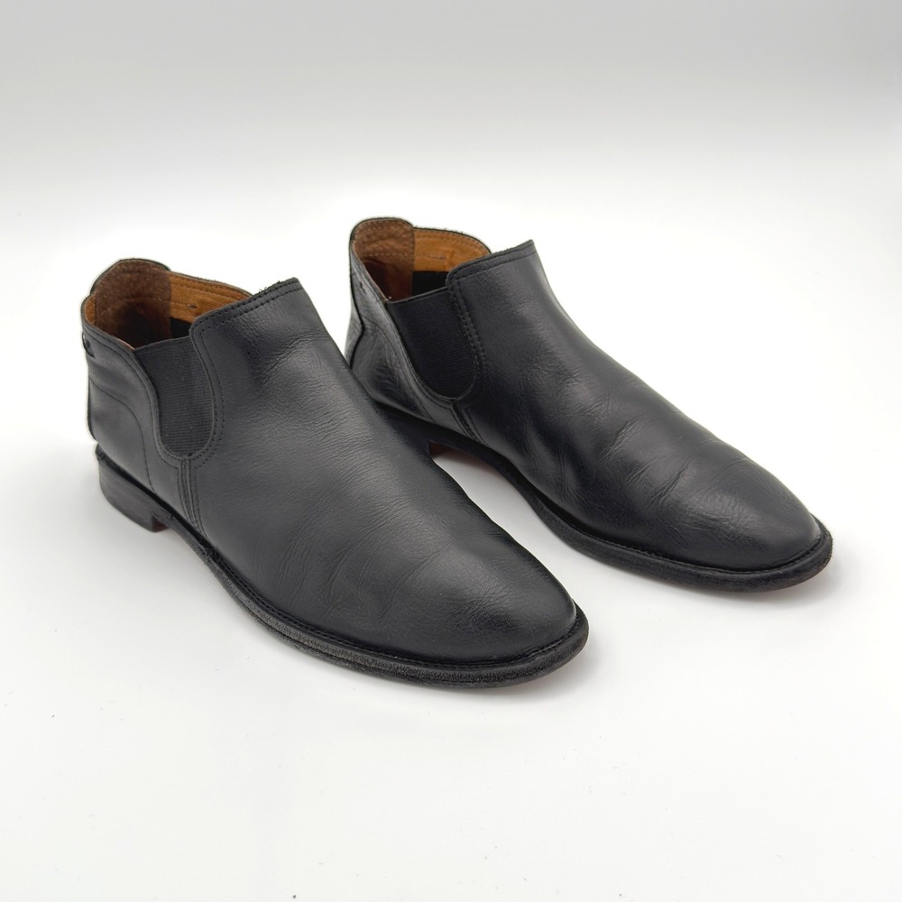 TRASK Women's 6.5W Leather Chelsea Ankle Boots Black Slip-On Western Minimalist